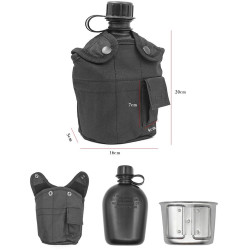 Polní láhev o objemu 1l s ALU miskou KT-1000 Černá